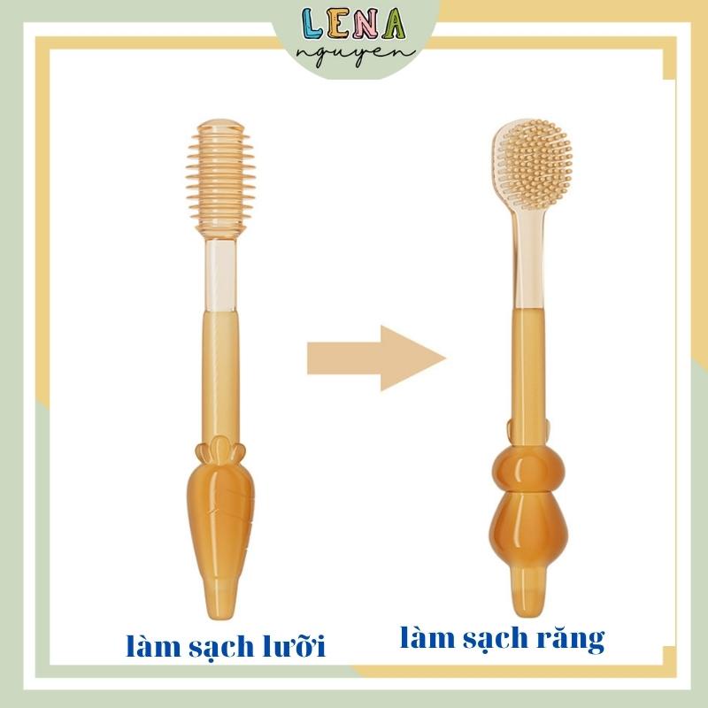 Rơ lưỡi và bàn chải đánh răng (1 set) cho bé sơ sinh siêu mềm gạc làm sạch răng cao cấp chống tưa nấm lưỡi làm sạch răng