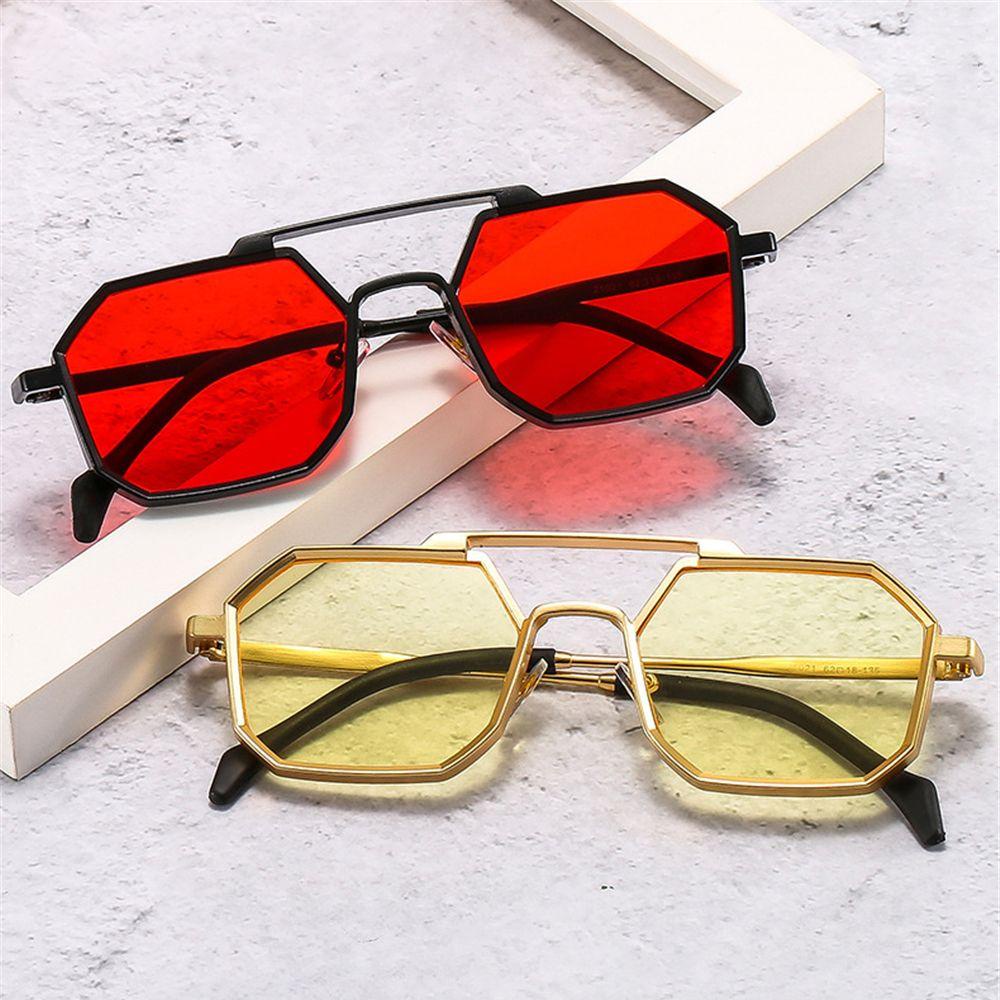 Kính Mát Tròng Đa Giác Gọng Kim Loại Chống Tia UV400