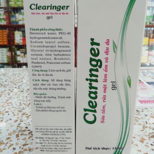 Clearinger gel sữa rửa mặt,sữa tắm làm ẩm và dịu da.