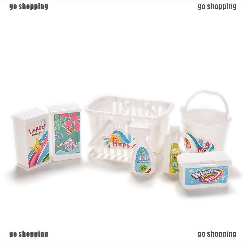 {go shopping}7 Pcs/Set Fashion Kitchen Cleaning Supplies Doll Accessories Kid Play House Toy