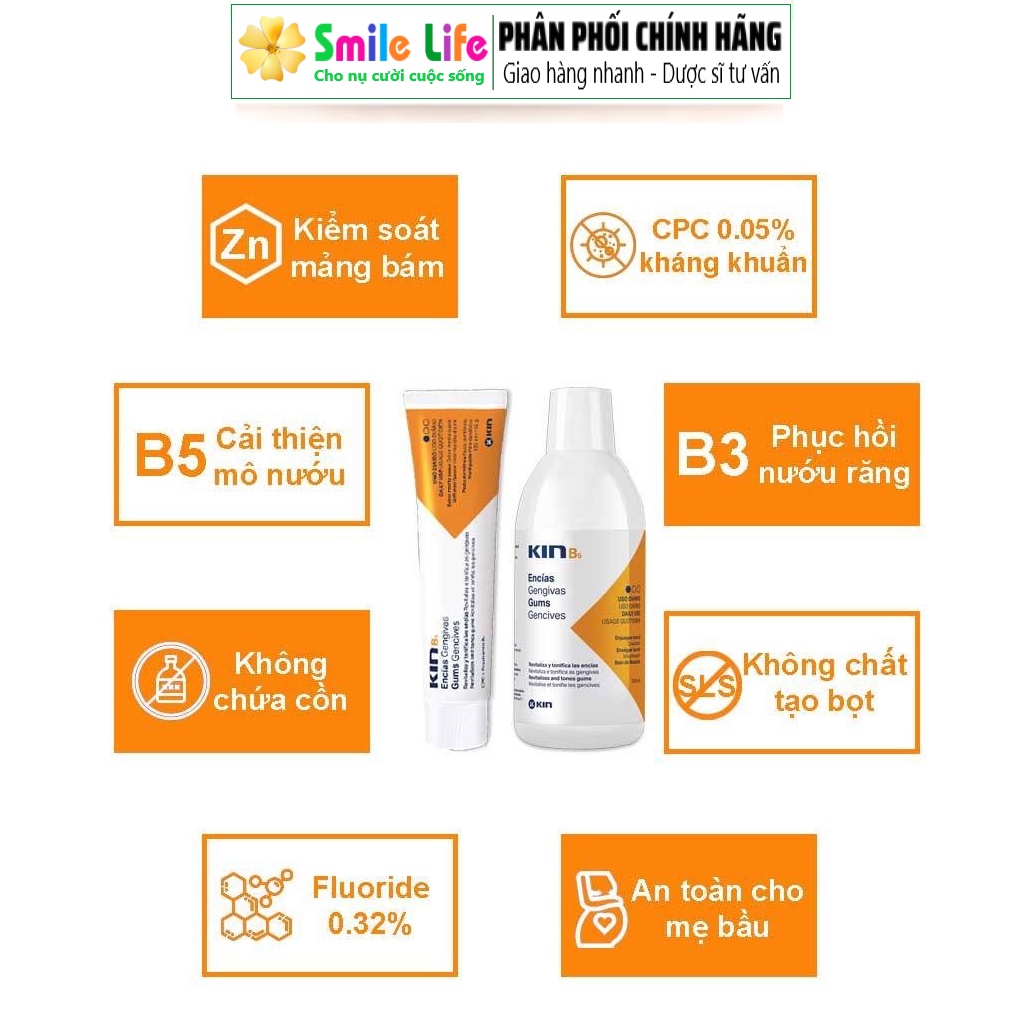 SMILE LIFE | Kem đánh răng Kin Viêm Nướu, Phục hồi KinB5, Sensikin Ê Buốt, Ortho Kin Niềng Răng Chỉnh Nha, Poli Cho Bé