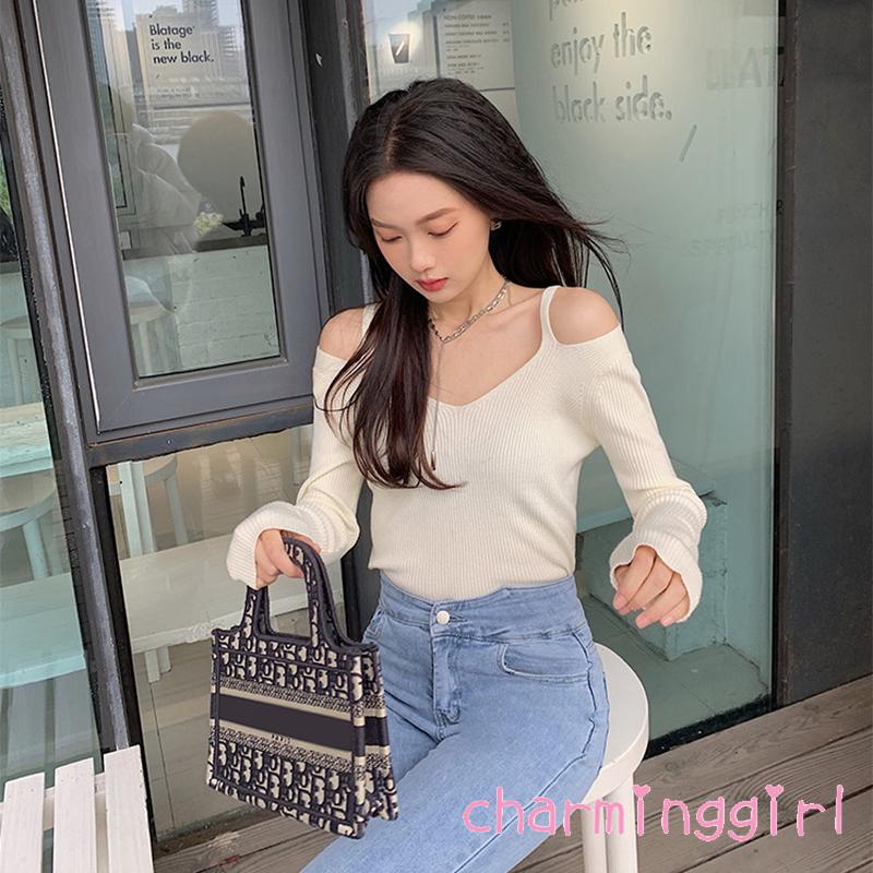 Áo thun tay dài cổ chữ V màu sắc thanh lịch cho nữ | BigBuy360 - bigbuy360.vn