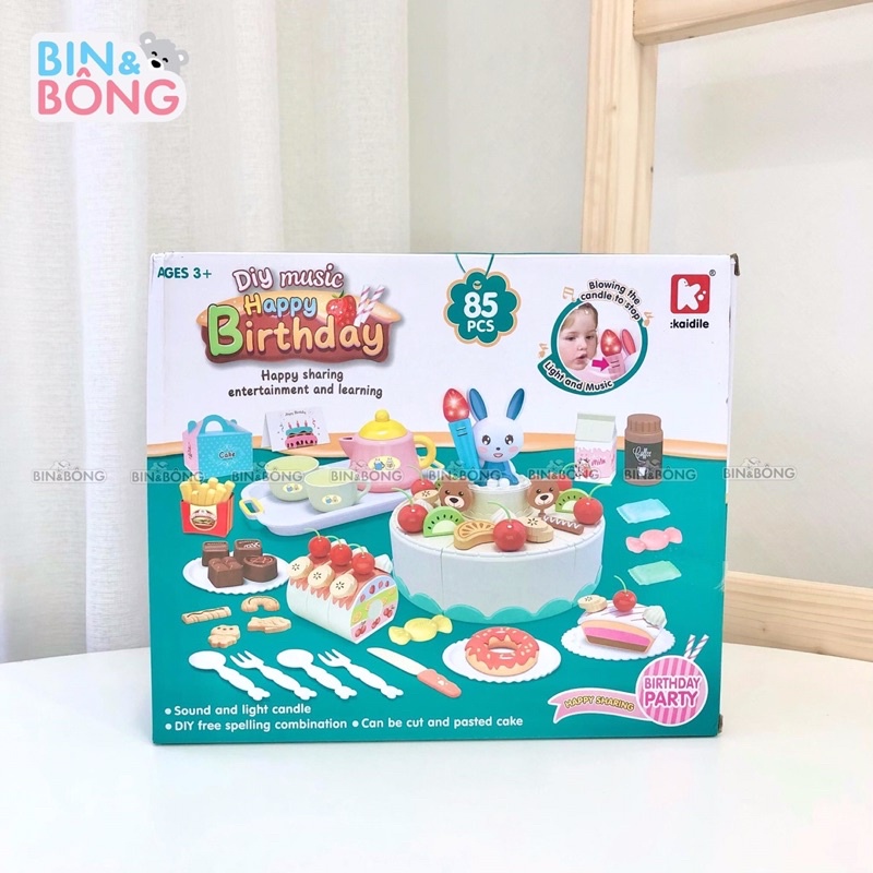 Bộ đồ chơi bánh sinh nhật gồm 85 chi tiết cho bé