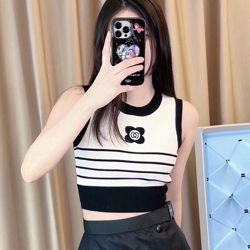Áo Thun Dệt Kim Hai Dây Dáng Ôm Họa Tiết Kẻ Sọc Thời Trang Mùa Hè Hàn Quốc Dành Cho Bạn Nữ