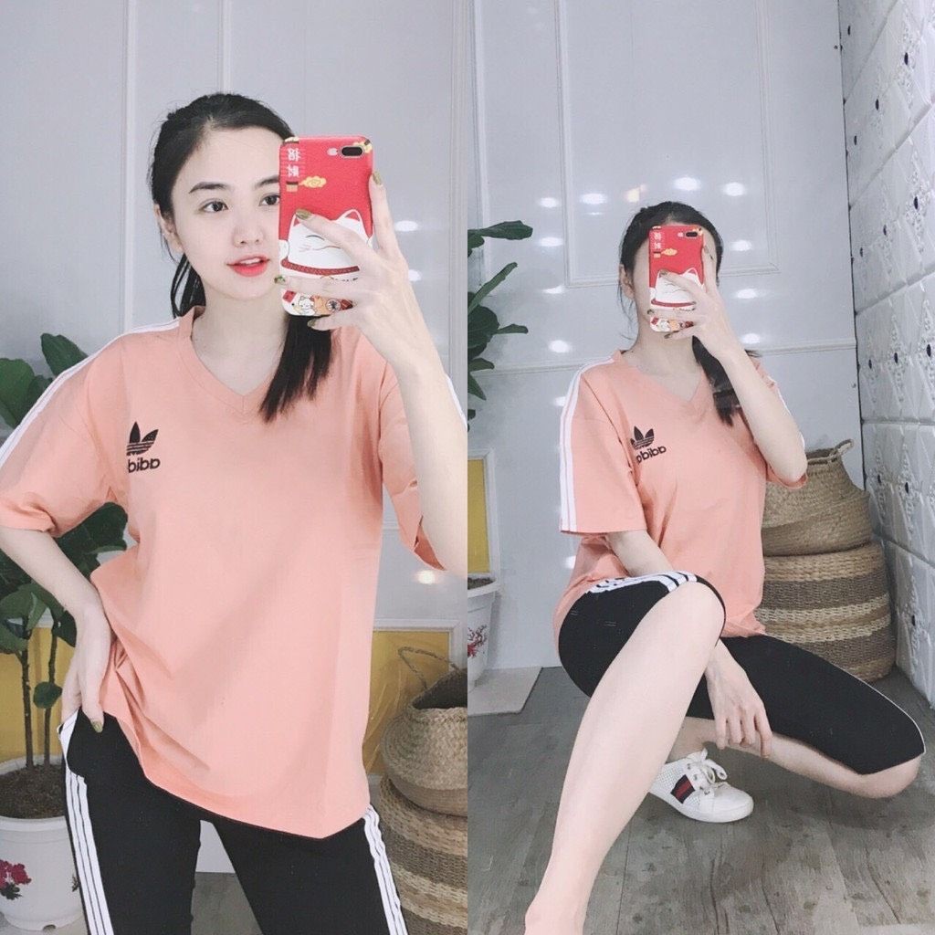 Đồ bộ ngố nữ lửng bigsize thể thao sét bộ nữ ngủ sang chảnh đẹp dễ thương trung niên thun cotton màu hè ESHOP AD01