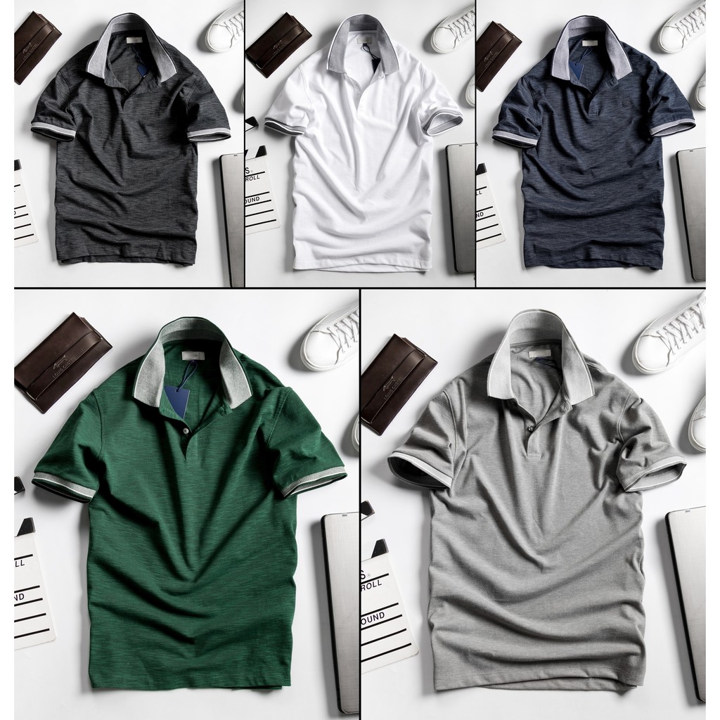 Áo Thun có cổ Polo LCST phối viền cổ + tay áo siêu đẹp siêu chất SLimFit 4 màu đẹp chất ngất ngất xỉu luôn