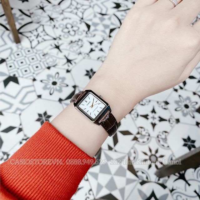 Đồng hồ Nữ Casio LTP-V007L, đồng hồ chính hãng, mặt hình chữ nhật - kính Khoáng - Size nhỏ mini 22mm