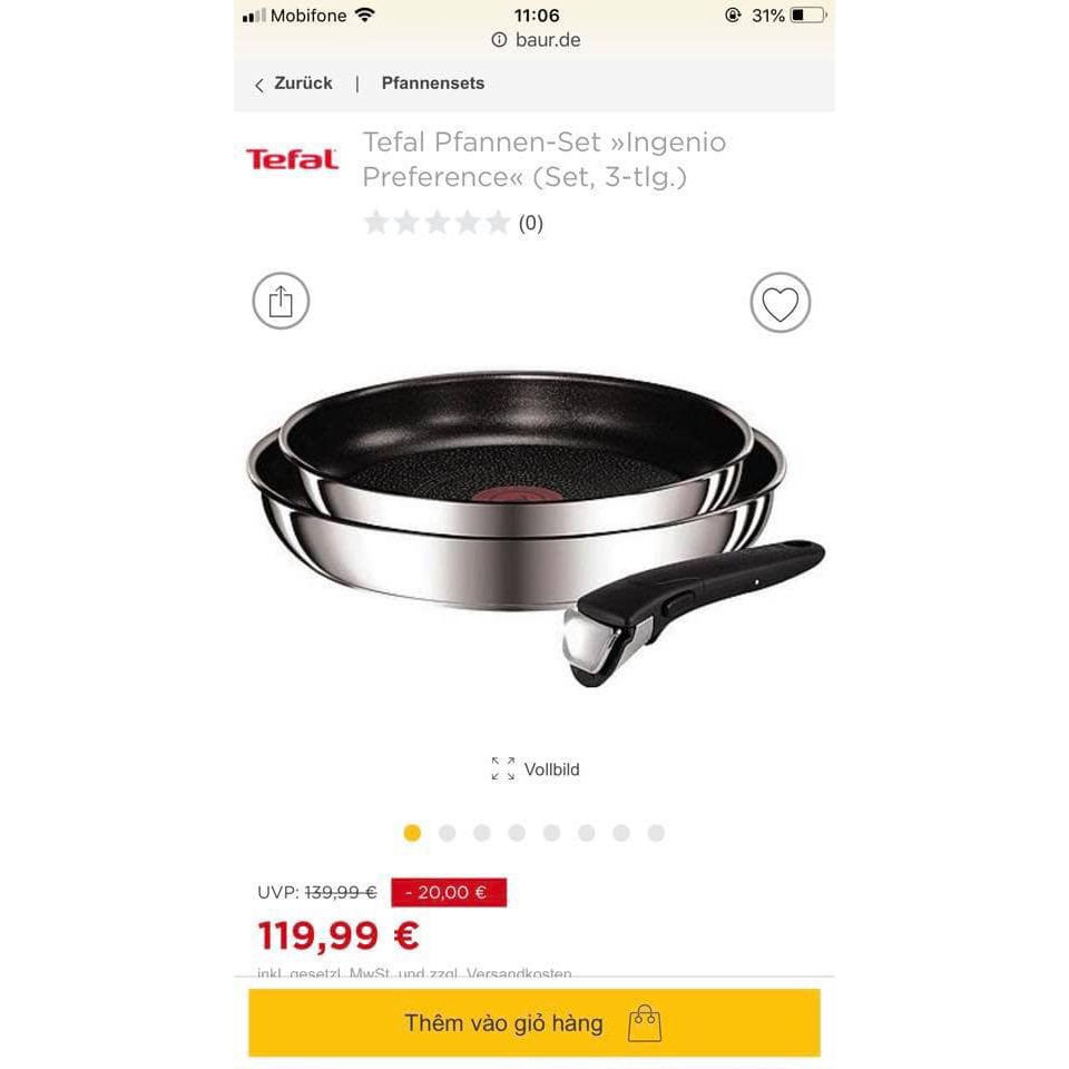 01 CHẢO TEFAL INGENIO 22CM CÁN RỜI (TÁCH SET &amp; KHÔNG BAO GỒM CÁN)