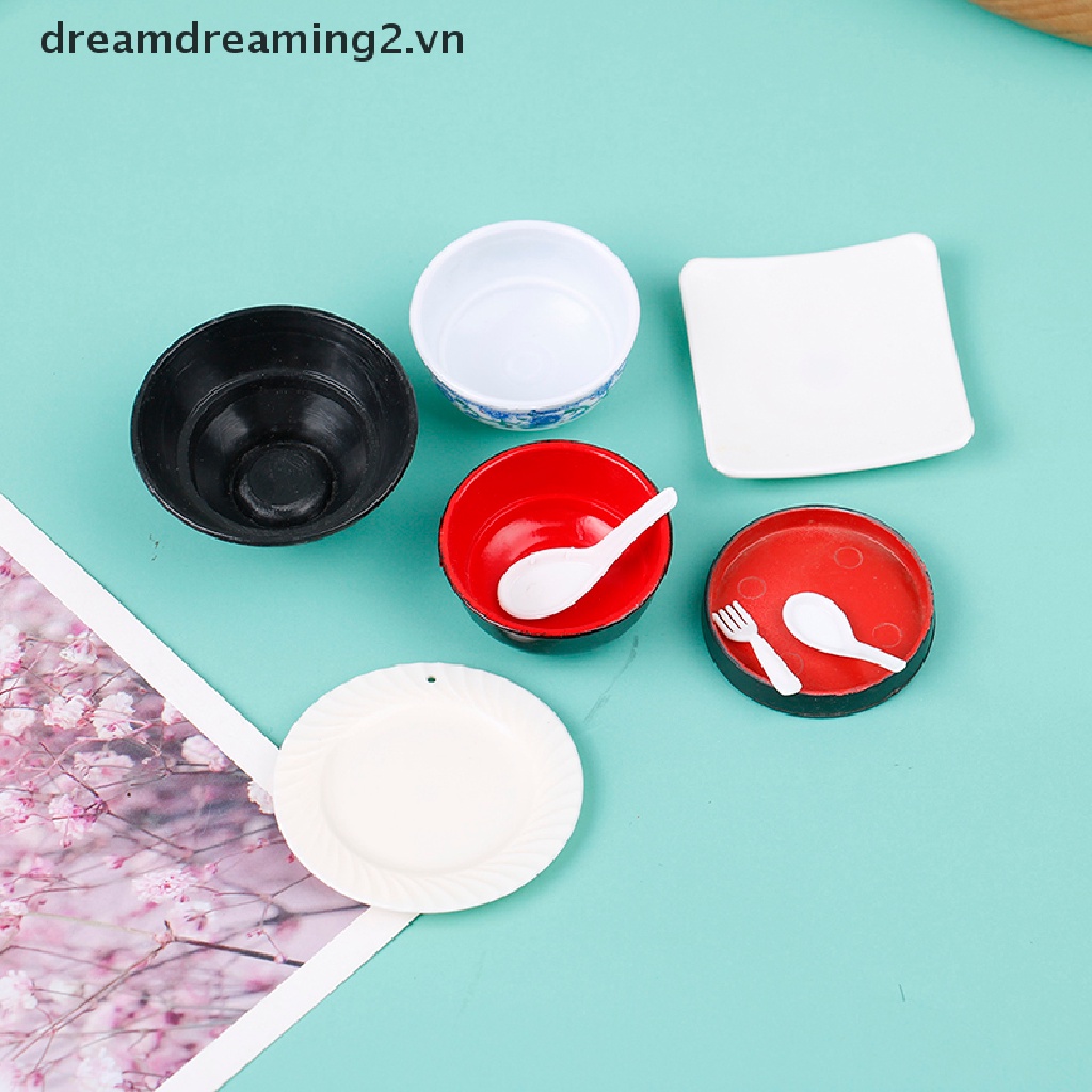 Set 3 dụng cụ bát đĩa phục vụ đồ ăn mini cho nhà búp bê