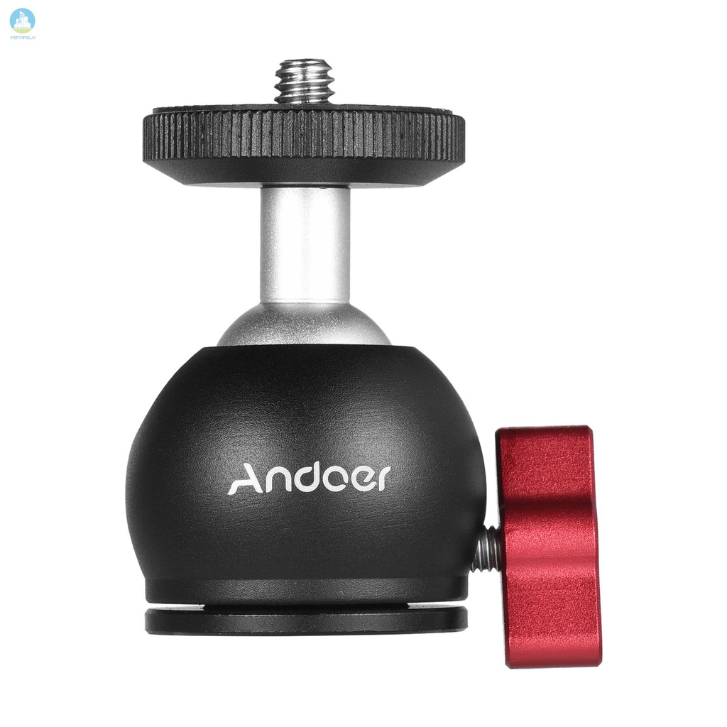 MI   Andoer Aluminum Alloy Mini Ball Head Panoramic Tripod Head 360° Swivel Horizontal Vertical Adjusting Universal 1/4-inch Interface for DSLR SLR Mini Tripod Mounting