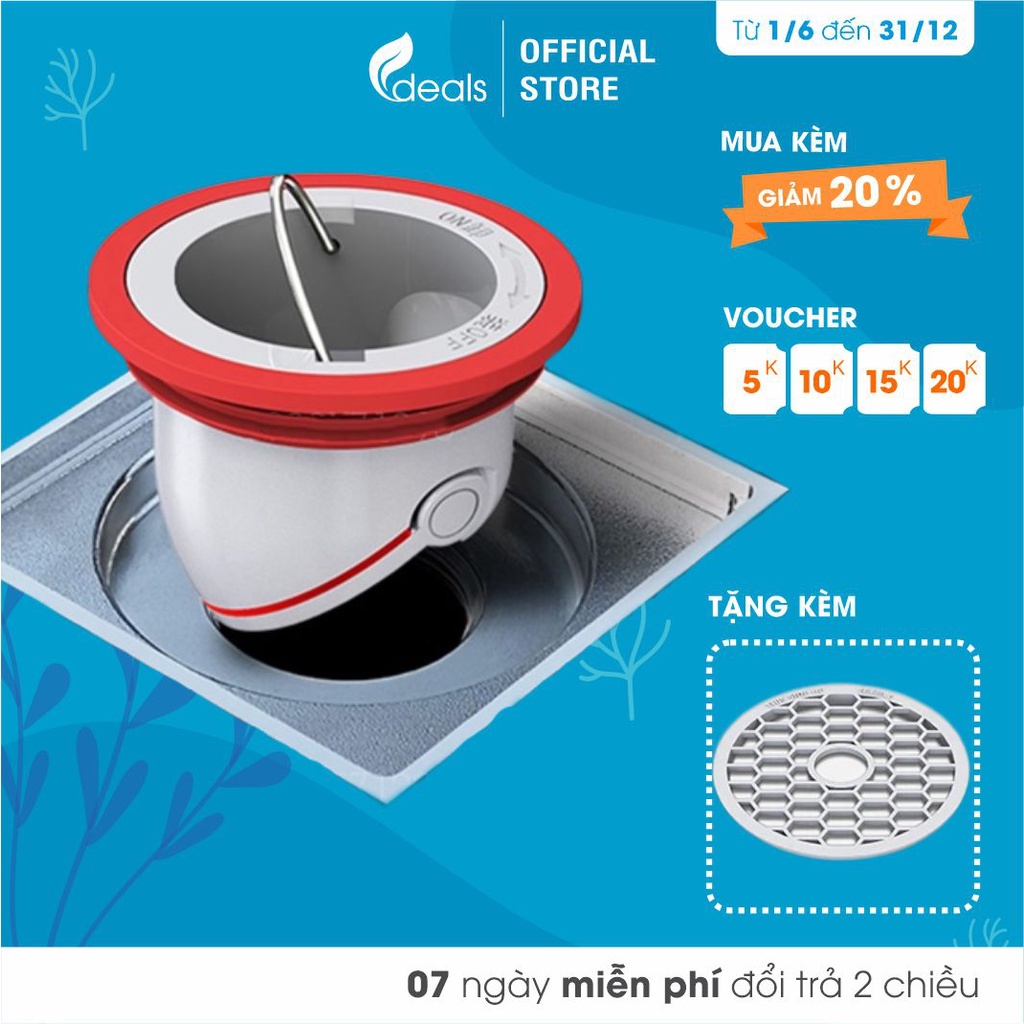 Nắp Ngăn Mùi Thoát Sàn ECODEALS - Chặn Mùi Hôi Cống, Chống côn trùng, Chống trào ngược