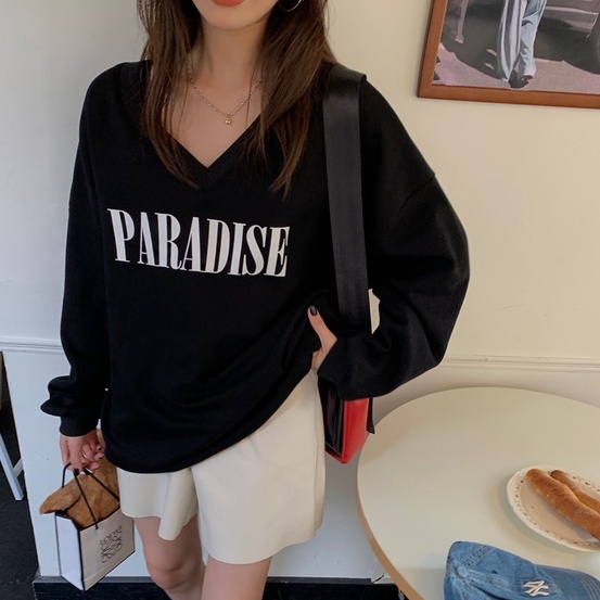 Áo Sweater Nữ Tay Dài Cổ Chữ V In Chữ Thời Trang 45844 | BigBuy360 - bigbuy360.vn