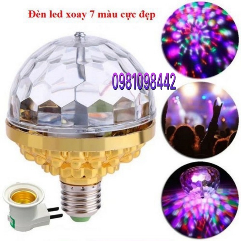 đèn cầu xoay led 7 màu sân khấu đuôi E27 (có kèm đuôi)