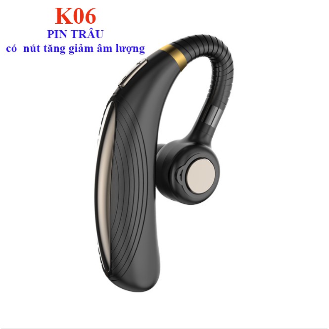 Tai phone móc tai K06 PIN TRÂU - CÓ NÚT ĐIỀU CHỈNH ÂM LƯỢNG