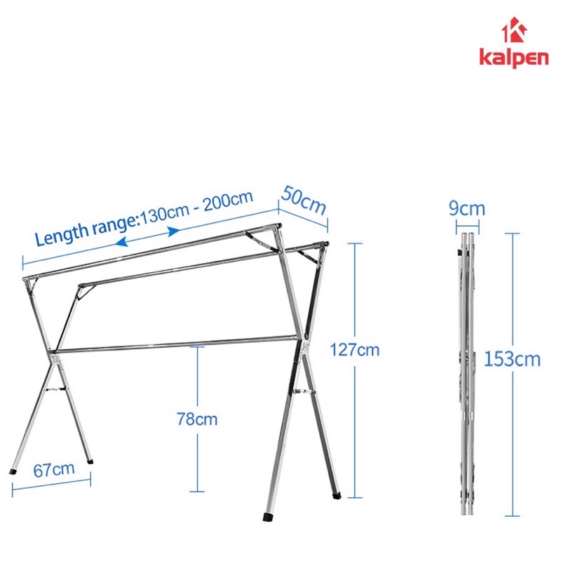 Sào Phơi Quần Áo, Giàn Phơi Đồ Inox Thông Minh Kalpen 1m6, Hình Chữ X