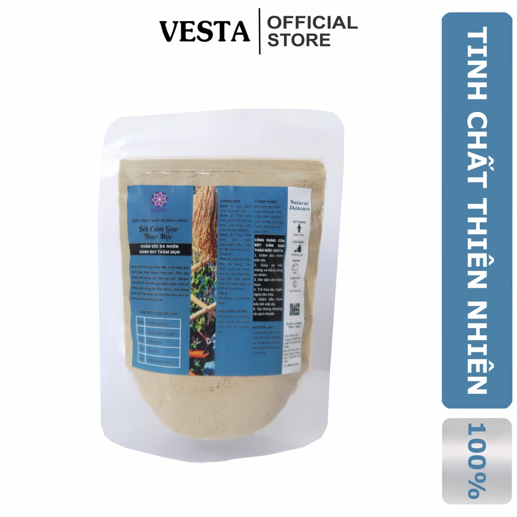 Bột Cám Gạo Thảo Mộc Nguyên Chất Vesta 100gr