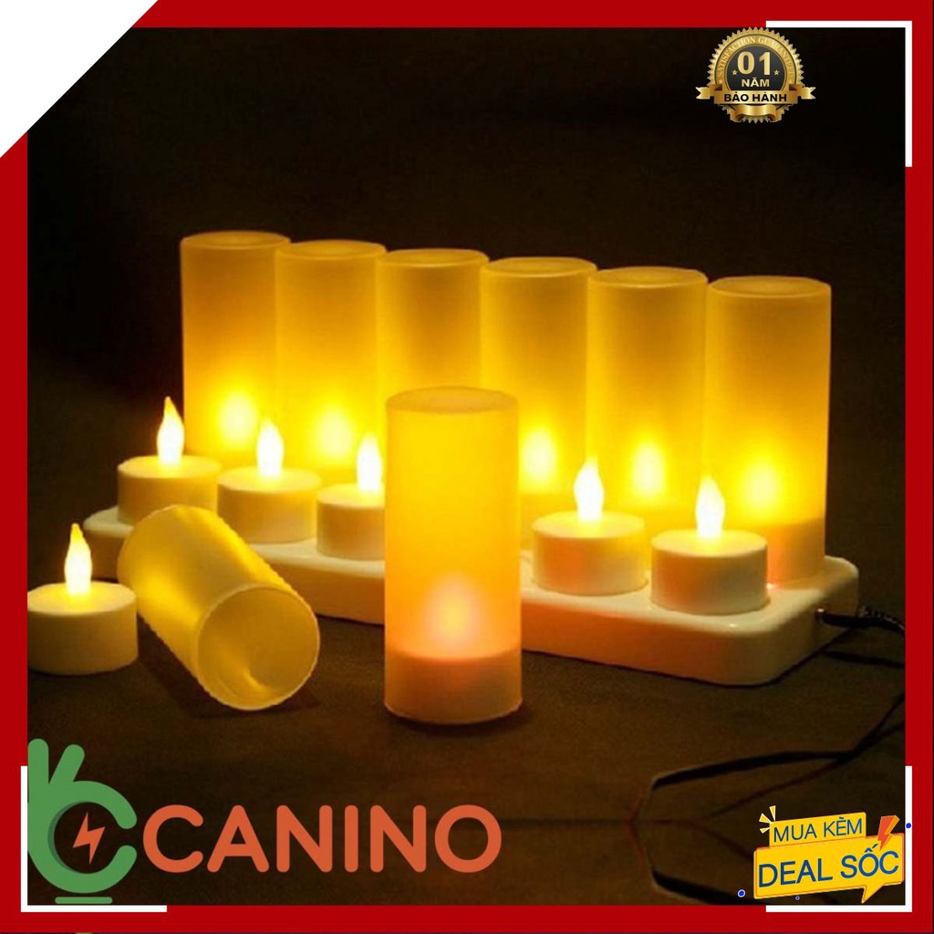 Nến Sạc Điện Tử 🌳FREESHIP🌳 Bộ 12 Cây Nến Điện Tử Pin Sạc Cao Cấp Canino C1