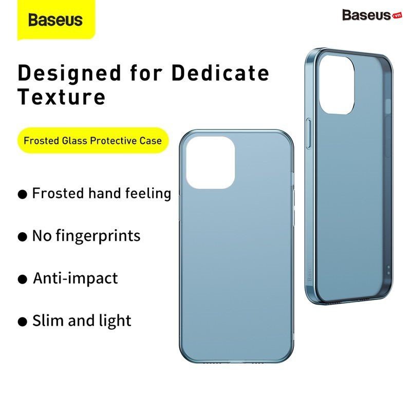 Ốp Lưng Cho iPhone 12 Mini / 12 & 12 Pro / 12 Pro Max Mặt Kính Cường Lực Nhám chống sốc Baseus Frosted Glass Protective