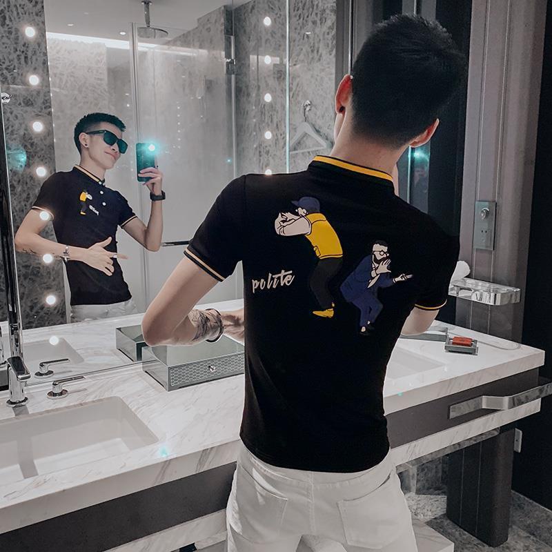 Áo Thun POLO Tay Ngắn Dáng Ôm In Họa Tiết Thời Trang Mùa Hè Dễ Phối Đồ Cho Nam