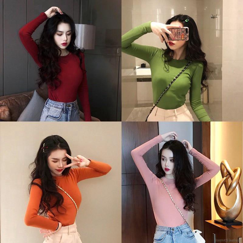 ÁO THUN TAY DÀI NỮ VẢI THUN THÁI SIÊU MỀM MỊN CO GIÃN