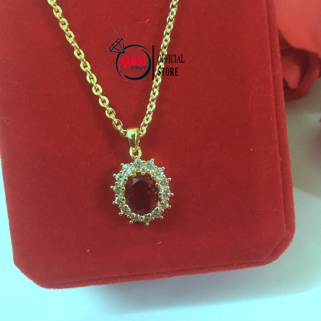 Vòng Cổ Nữ Đính Đá Nhiều Màu , Mặt Dây Chuyền Mạ Vàng Cao Cấp V504 Namoo Jewelry