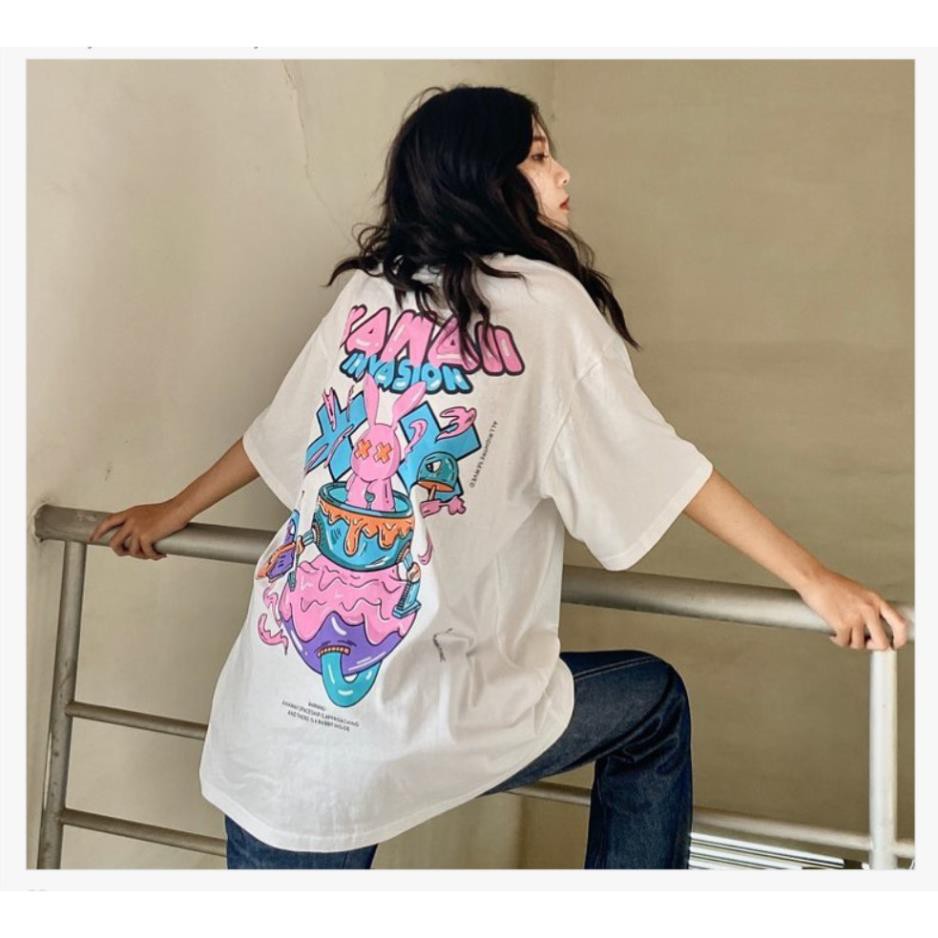 Áo phông nam cổ tròn form rộng hình in người máy kaman dưới 65kg đen trắng romwestore . ️🎖️ ️🎖️ ️🎖️