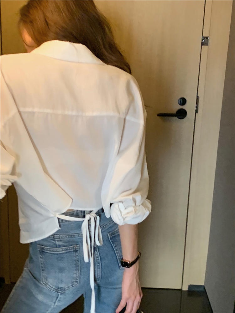 Áo Sơ Mi Nữ Tay Dài Buộc Dây Sau Lưng 50988