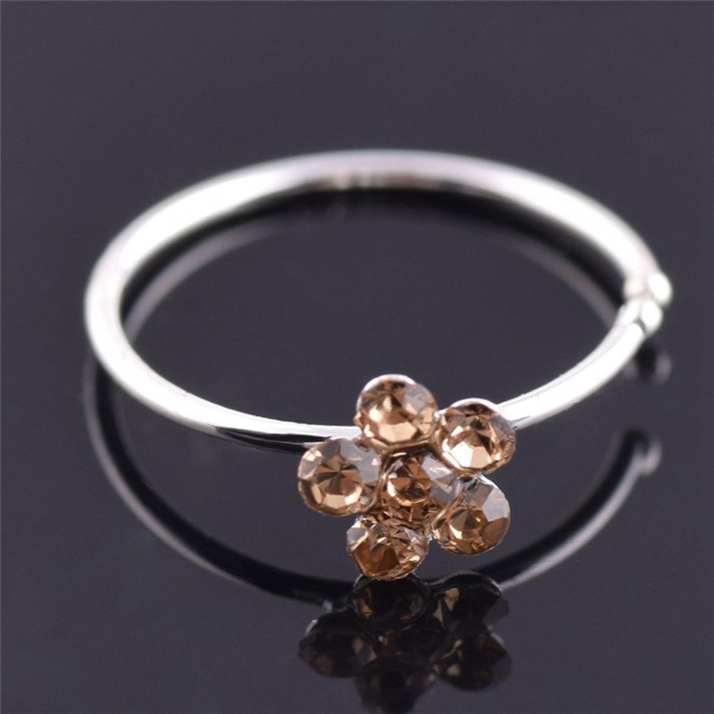 Stud Ring For Girl Flower Rhinestone Ear Clip Nose Ring