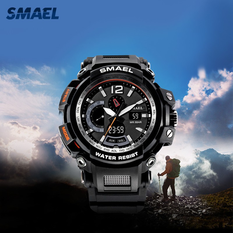 Đồng hồ nam SMAEL1702 dáng thể thao, cá tính, có chống nước sẵn màu Đỏ