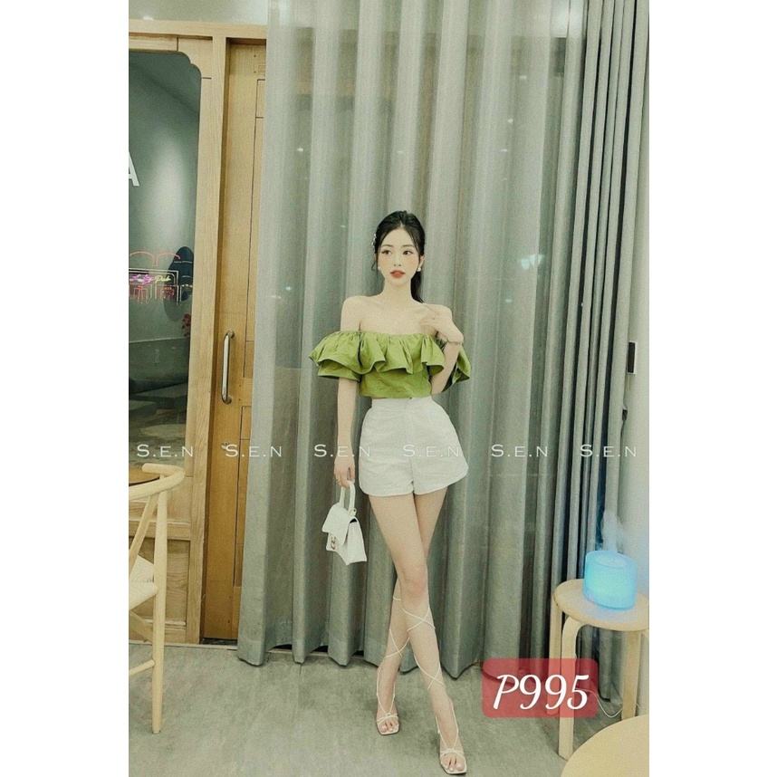 Áo trễ vai tay xòe,Áo bẹc vai kiểu croptop,LY STORE