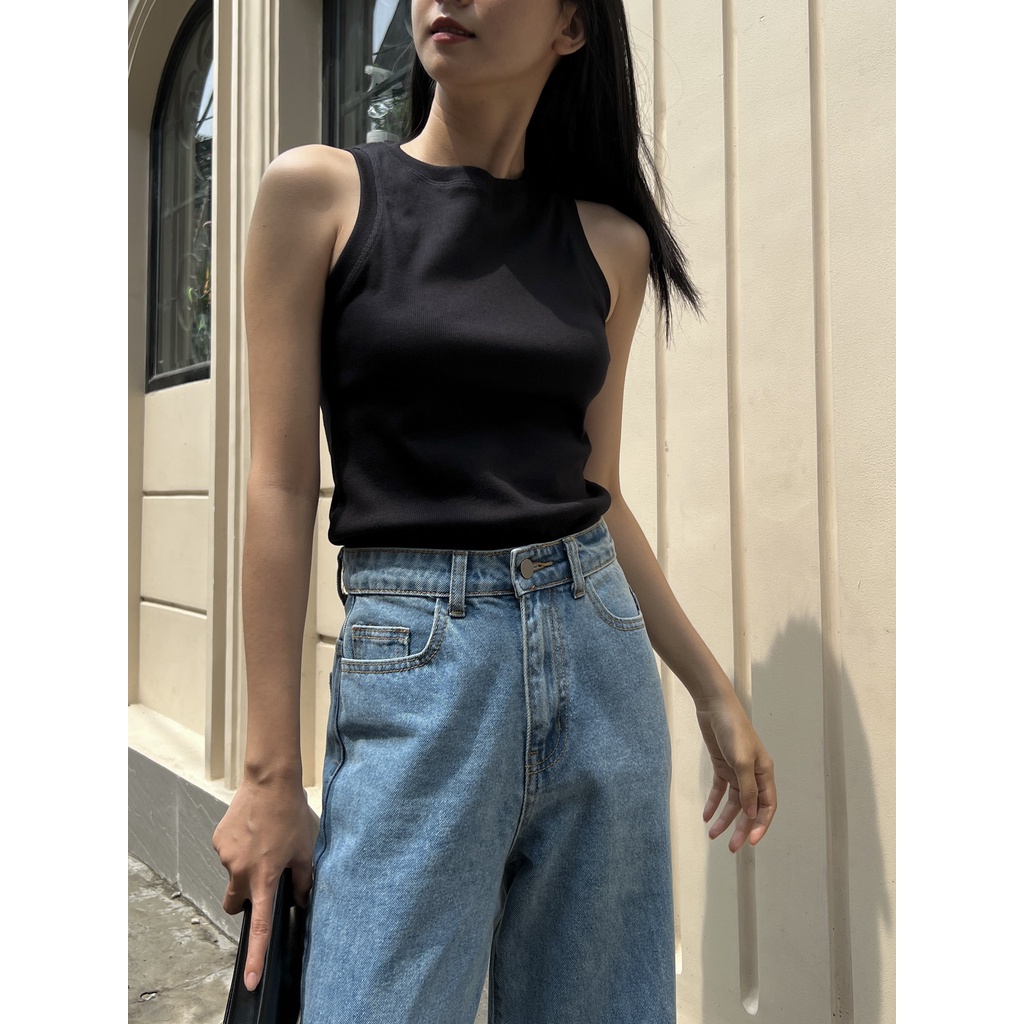 Áo Ba Lỗ Nữ Màu Trắng, Đen - BHNTT - Hashtagem ( Freesize dưới 55kg )