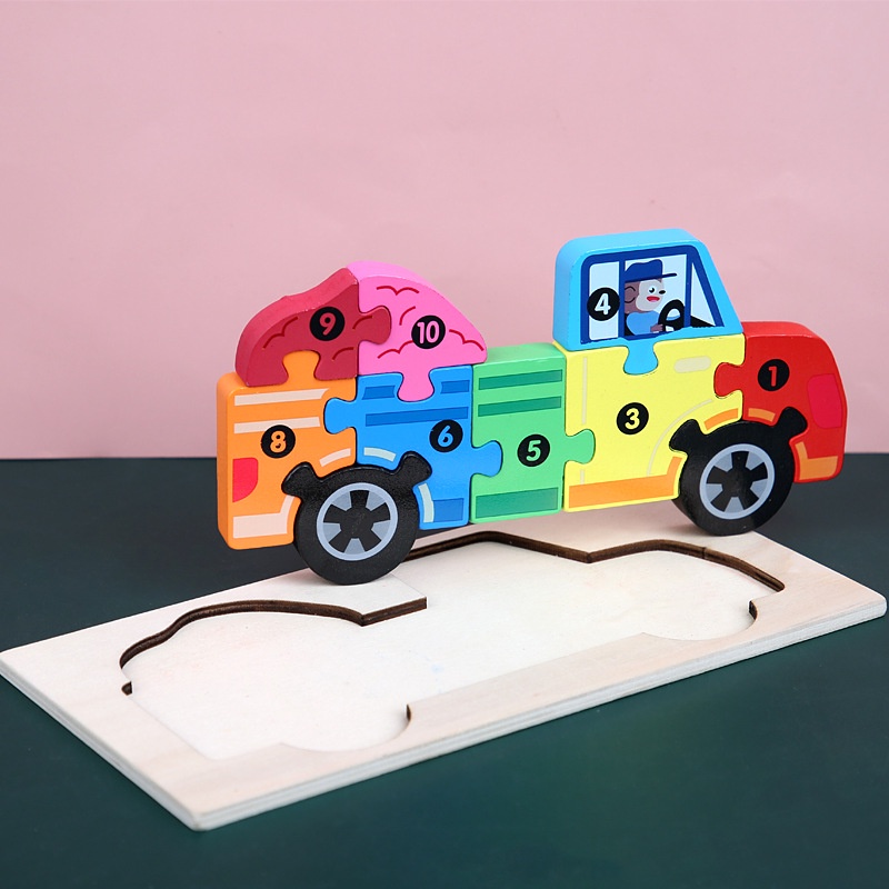 Bộ Đồ Chơi Xếp Hình Khủng Long Bằng Gỗ Montessori Cho Bé 2-3-4 Tuổi