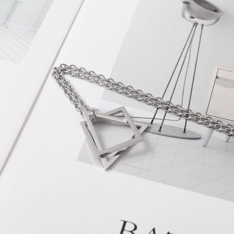 Dây chuyền thép titan mặt hình học thời trang Hàn Quốc C325