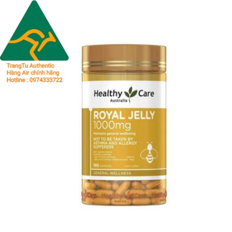 Sữa ong chúa Healthy Care Royal Jelly 1000mg 365 viên,hàng nội địa Úc