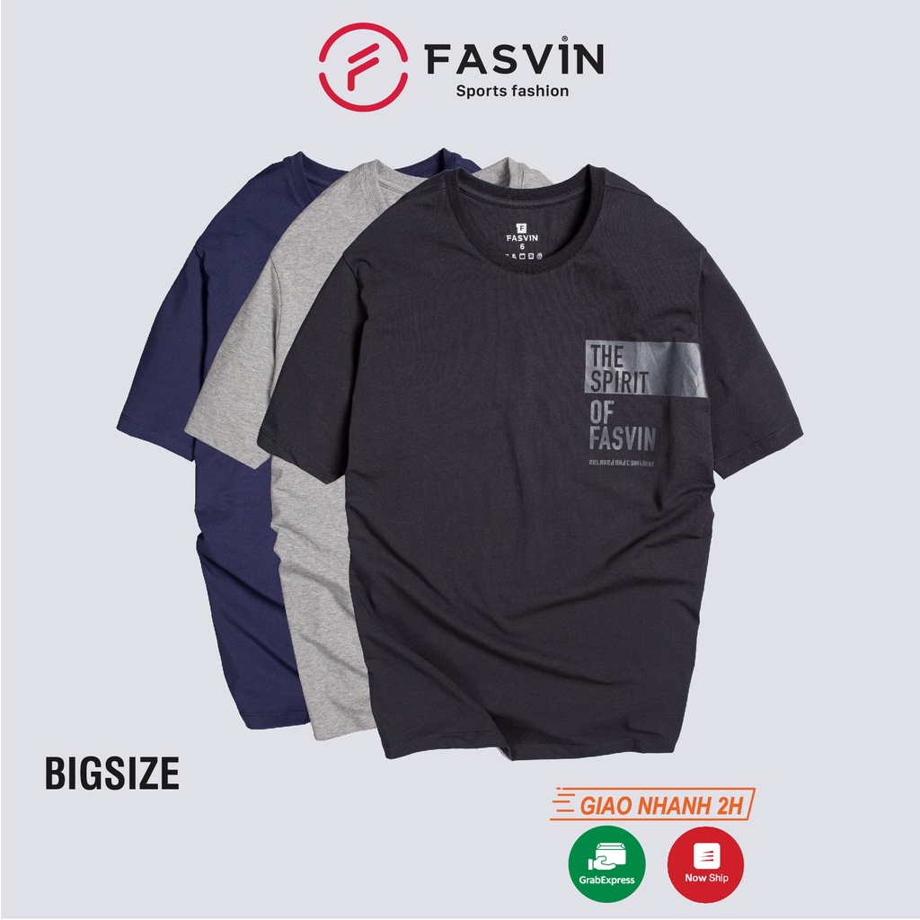 Áo phông BIGSIZE nam Fasvin TS20149.HN vải cotton chun co giãn mềm mát cỡ đại cho người từ 80-100 kg