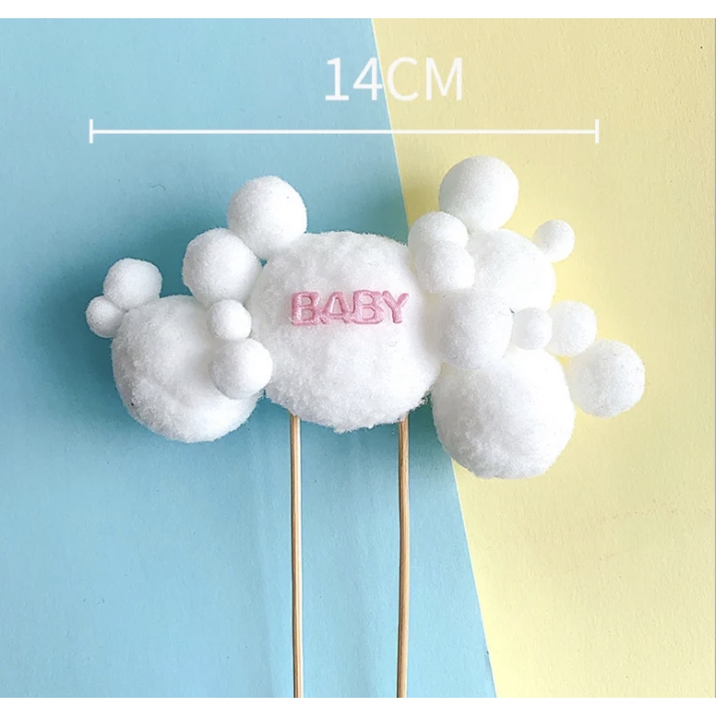 Trang trí cổng cắm mây bông Baby hồng - Phụ kiện trang trí bánh sinh nhật