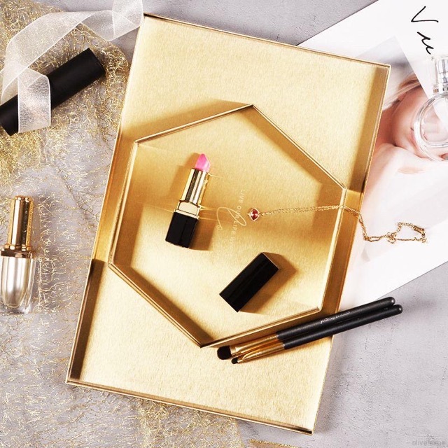 Khay kim loại gold / lót da nhiều kích thước