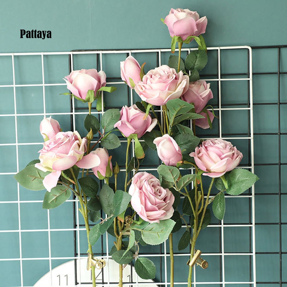 1 Nhánh Hoa Hồng Nhân Tạo DIY Trang Trí Nhà Cửa / Tiệc Cưới