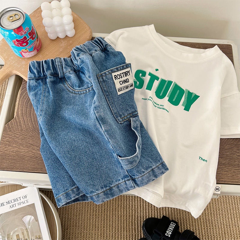 Quần Short Denim Mỏng Thoáng Khí Màu Trơn Phong Cách Đường Phố Hàn Quốc Thời Trang Mùa Hè Hàng Mới Dành Cho Bé Trai Gái 2022