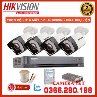 {SIÊU NÉT} TRỌN BỘ 4 CAMERA HIKVISION 5.0MP ULTRA 2K - NÉT NHẤT HIỆN NAY - HÀNG CHÍNH HÃNG - BẢO HÀNH 2 NĂM