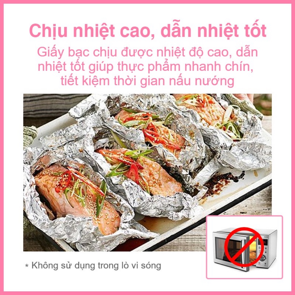 Giấy bạc nướng thức ăn, thịt, cá, rau củ, làm bánh giúp thực phẩm thơm ngon