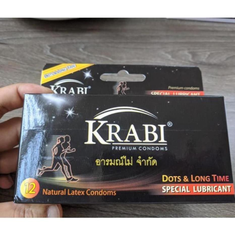 [CHE TÊN] [TRỊ XUẤT TINH SỚM -100%] Bao cao su Krabi có gai và kéo dài thời gian | Dots &amp; Longtime Krabi Premium Condoms