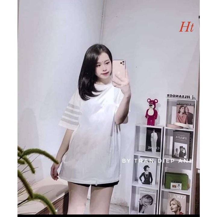 Áo phông 4 sọc tay Màu: đen , trắng 🆘 chất cotton Su