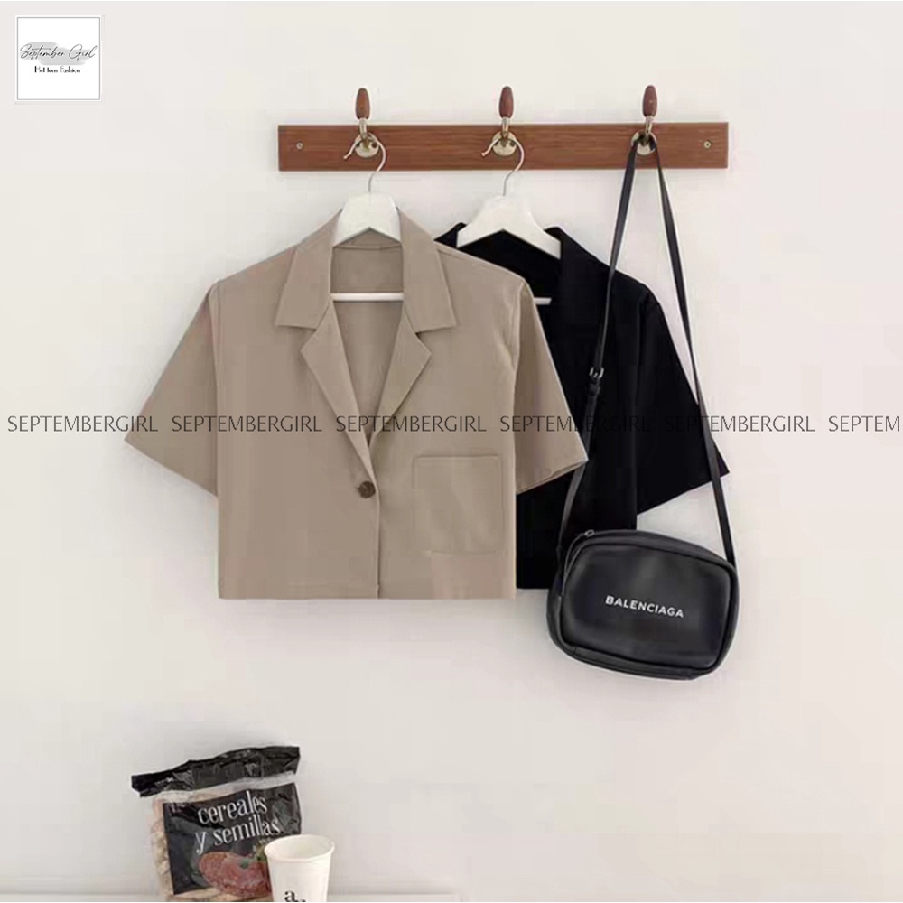 Áo blazer sơ mi cổ vest dáng crotop thiết kế thanh lịch SEPTEMBERGIRL SOMI NU 004