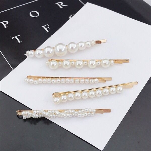 Kẹp tóc nữ đính ngọc trai giả phong cách Hàn Quốc xinh xắn (set 5 chiếc)