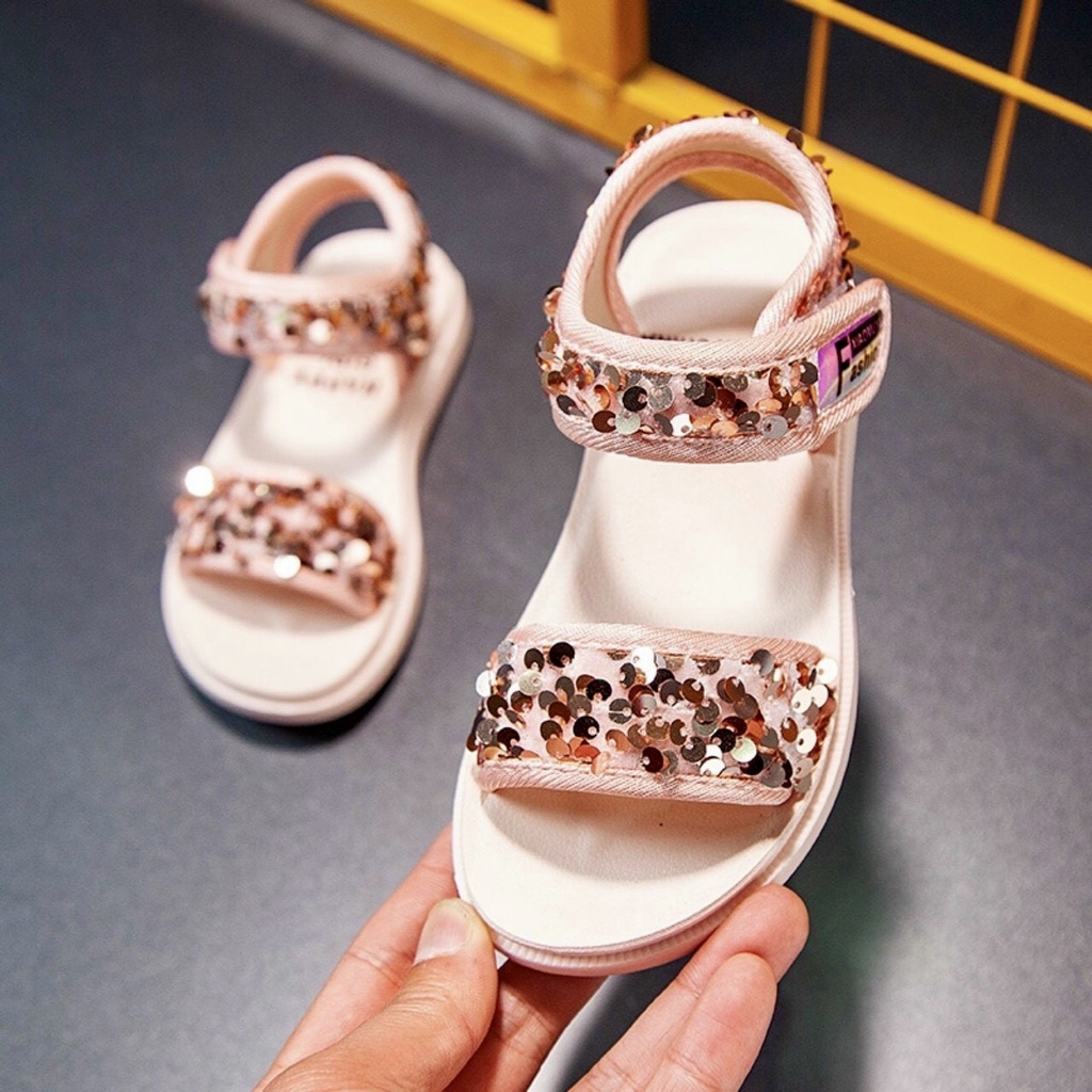 Giày sandal kím sa đế cao su mềm cho bé gái