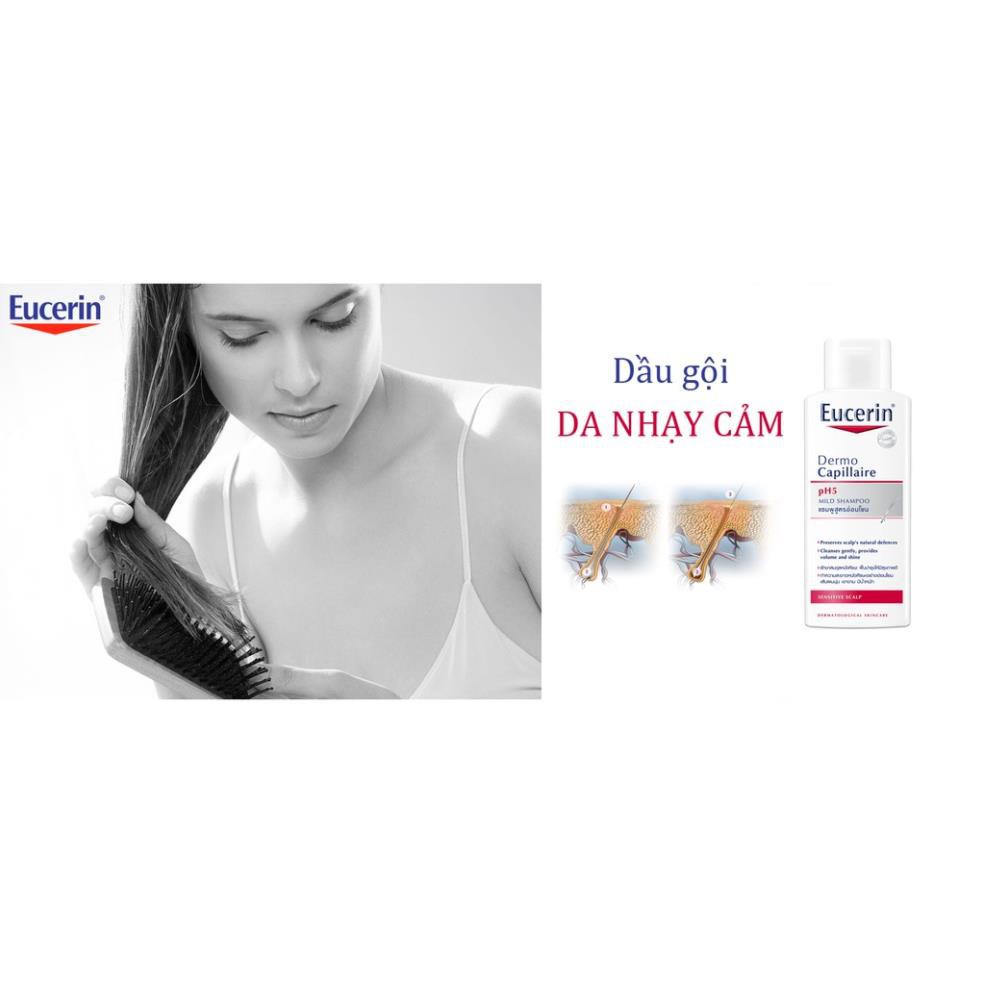 Dầu gội dịu nhẹ cho da đầu nhạy cảm Eucerin Dermo Capillaire pH5 Mild Shampoo 250ml [Chính Hãng]