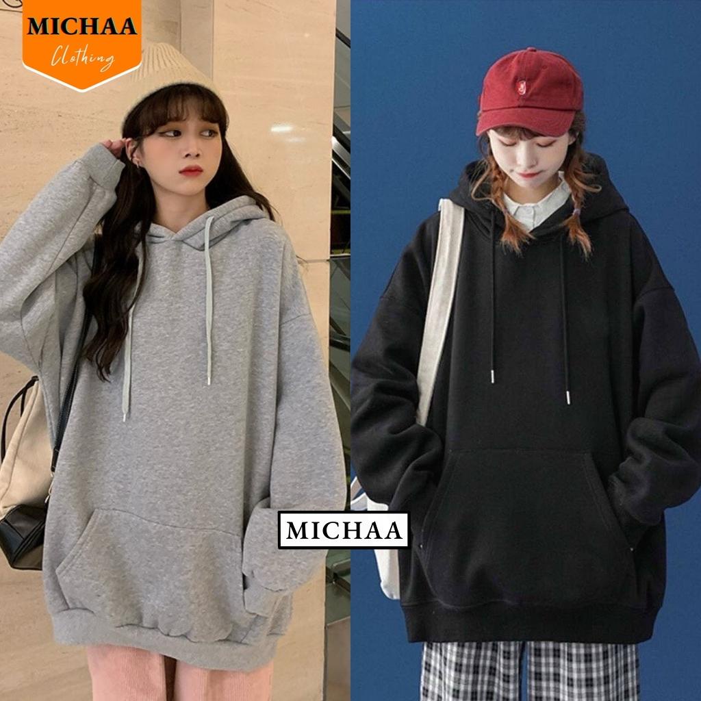 Áo Khoác Nỉ HOODIE TRƠN Nam Nữ Ulzzang Unisex Form Rộng Đẹp - MICHAA
