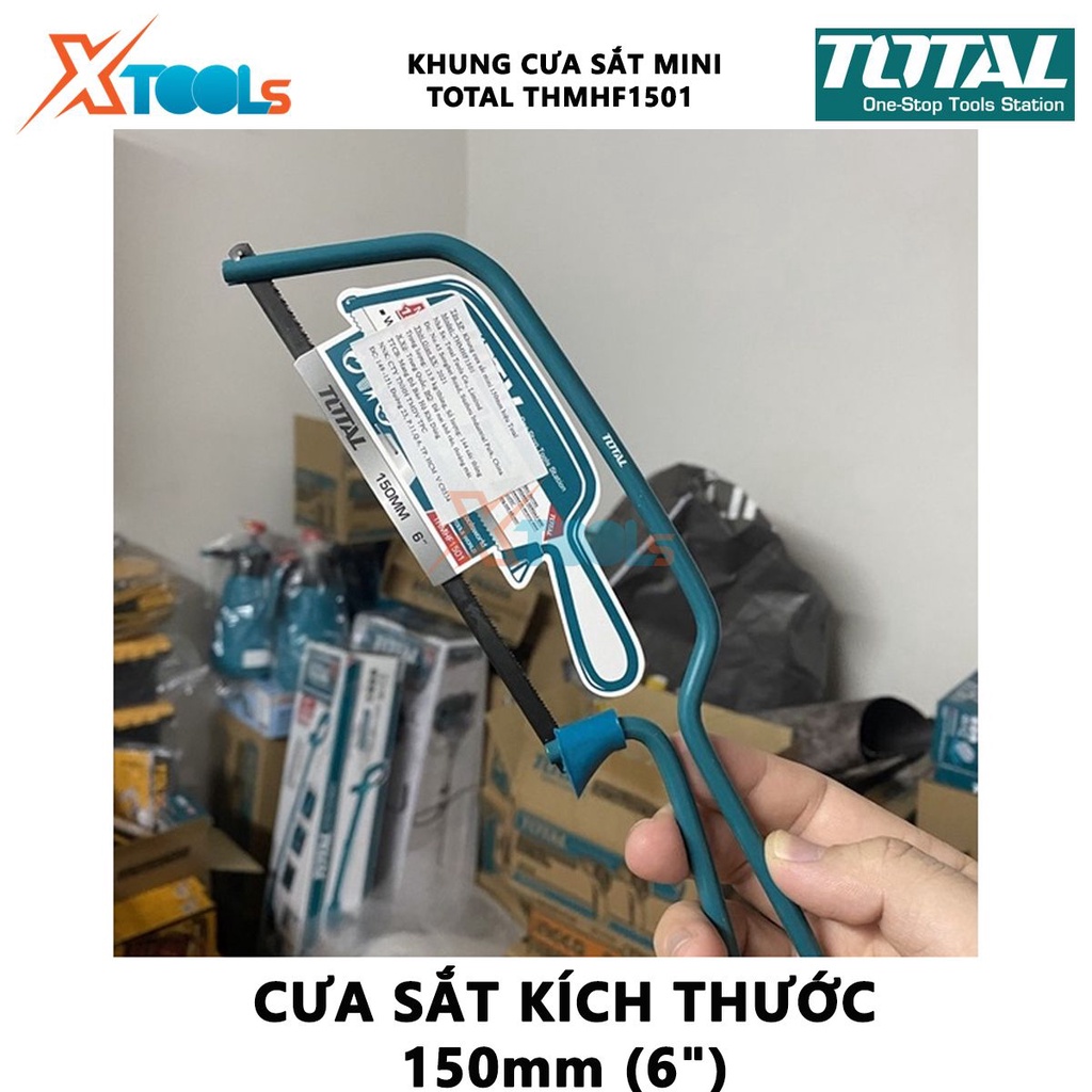 Khung cưa sắt mini Total THMHF1501 | Khung cưa sắt cầm tay kích thước 150mm (6&quot;) khung lắp lưỡi cưa, thép cao cấp, chắc