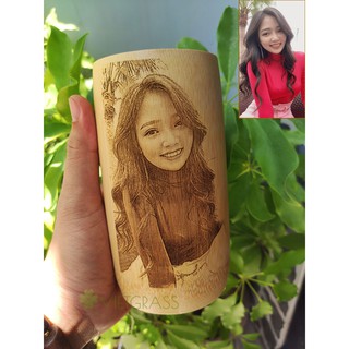 Ly (cốc) tre khắc hình theo yêu cầu